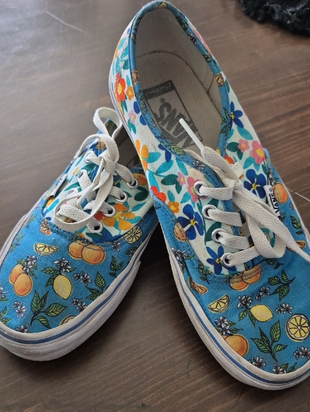 Vans Blue Canvas Sneakers with Citrus & Floral Print